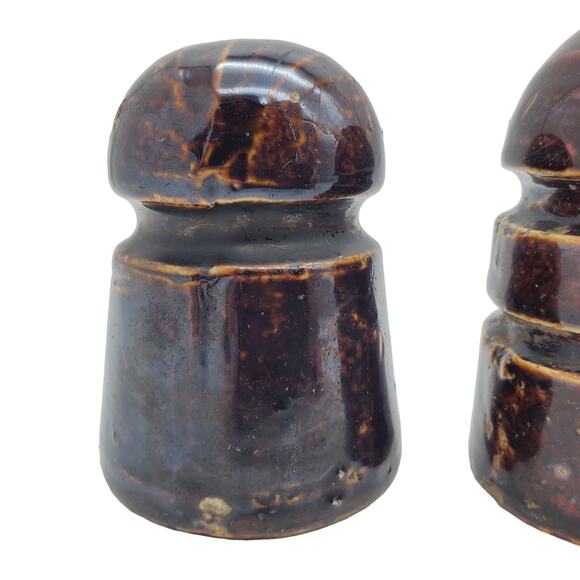 Lot 3 Brown Ceramic Insulators Beehive Vintage Electrical Paper Weights Rustic - Picture 7 of 13